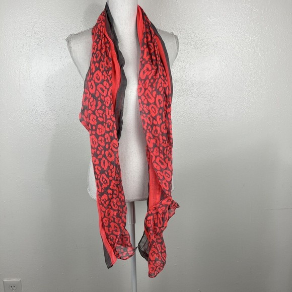 J Francis Scarf Orange Grey Animal Print Accessories Shawl Neck Warmer - Picture 3 of 11